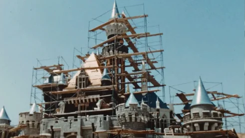Disneyland castle under construction